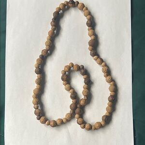 Natural Wood Beaded Necklace